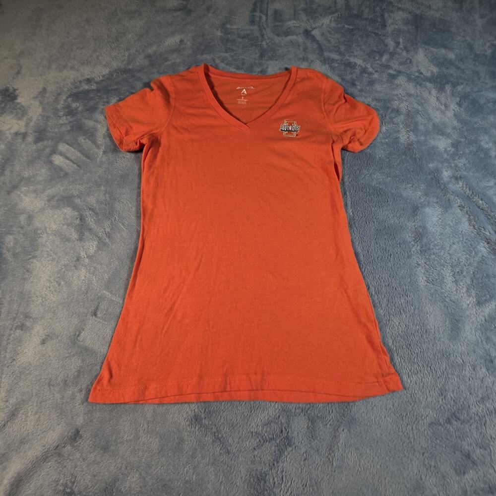 Antigua Illinois Fighting Illini Women’s Small Orange V Neck T Shirt NCAA